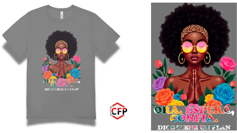 Suéter gris de mujer con diseño de sublimación cristiana, prenda con mensaje de gracia, moda con propósito Producto de CFP.