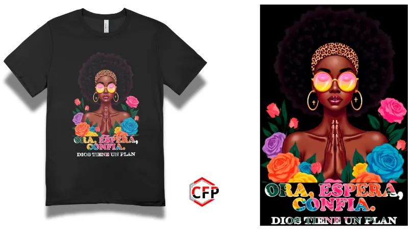 Suéter negro para mujer con estampado cristiano, diseño de fe sublimado, ropa devocional Producto de CFP.