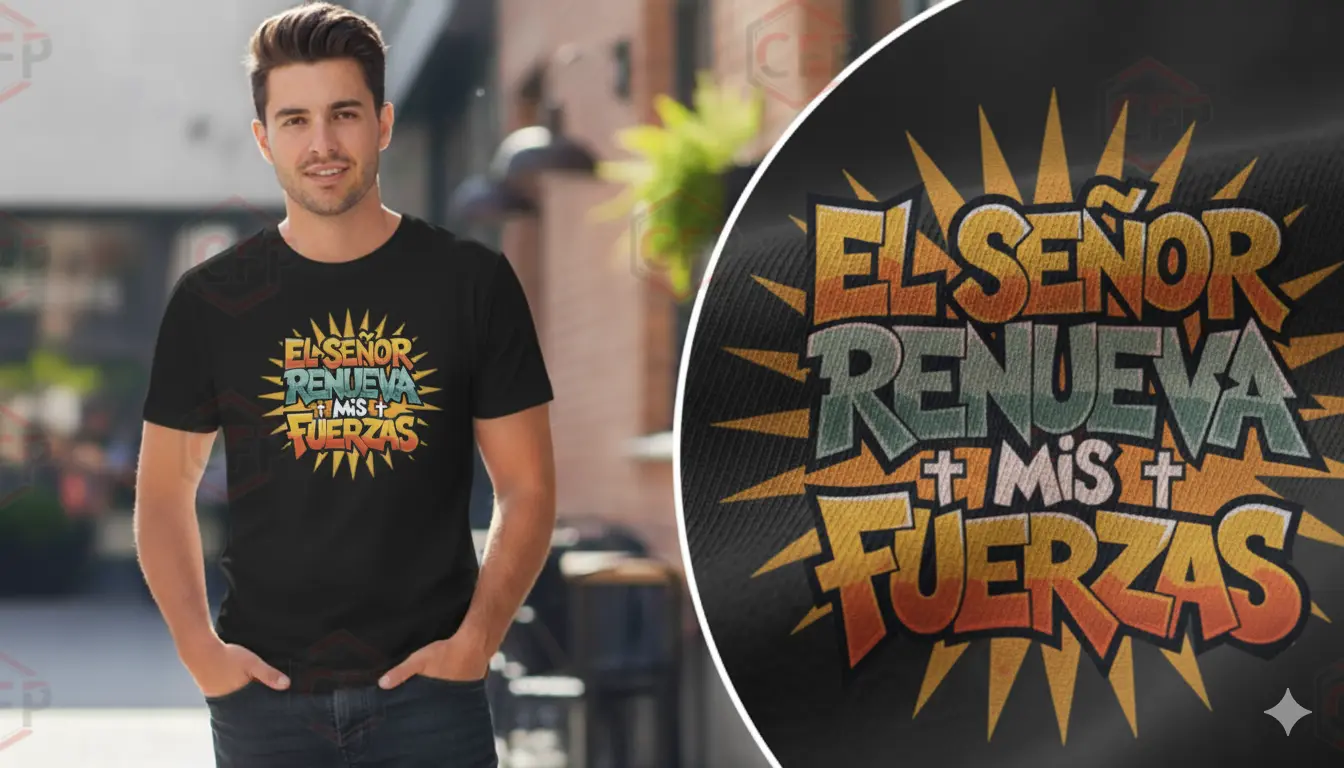 Suéter negro para hombre con diseño de el señoe renueva mis fuerzas, sublimación, ropa cristiana con mensaje de fe y poder.